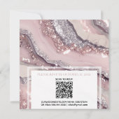 *~* RSVP QR Zilver BLUSH ROZE AGAAT AR66 Bruiloft Kaart (Achterkant)
