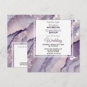 *~* RSVP QR ZILVEREN LAVENDEL AGATE AR66 Bruiloft Kaart (Voorkant / Achterkant)