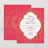 RSVP Quatrefoil Lijst Script Swirl Gold Glitter (Voorkant / Achterkant)