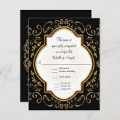 RSVP Quatrefoil Lijst Script Swirl Gold Glitter (Voorkant / Achterkant)
