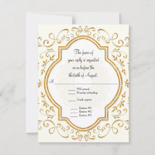 RSVP Quatrefoil Lijst Script Swirl Gold Glitter