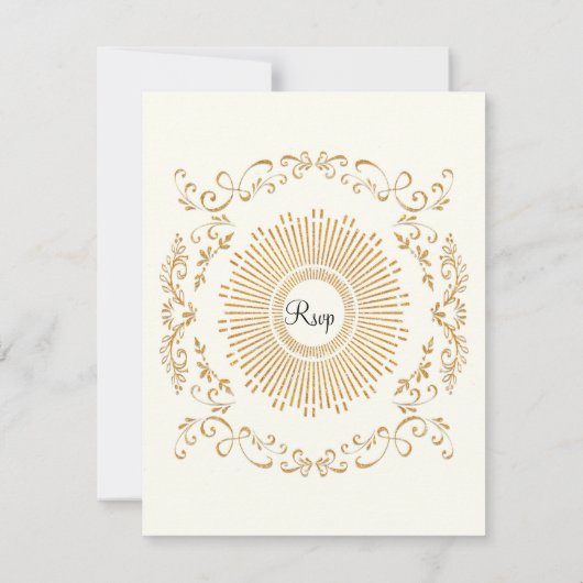 RSVP Quatrefoil Lijst Script Swirl Gold Glitter (Achterkant)