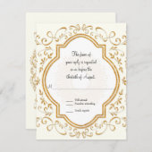RSVP Quatrefoil Lijst Script Swirl Gold Glitter (Voorkant / Achterkant)
