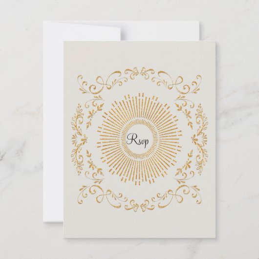 RSVP Quatrefoil Lijst Script Swirl Gold Glitter (Achterkant)