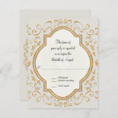 RSVP Quatrefoil Lijst Script Swirl Gold Glitter (Voorkant / Achterkant)