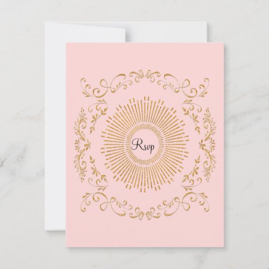 RSVP Quatrefoil Lijst Script Swirl Gold Glitter (Achterkant)
