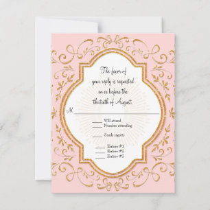 RSVP Quatrefoil Lijst Script Swirl Gold Glitter