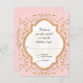 RSVP Quatrefoil Lijst Script Swirl Gold Glitter (Voorkant / Achterkant)