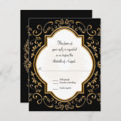 RSVP Quatrefoil Lijst Script Swirl Gold Glitter (Voorkant / Achterkant)