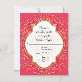 RSVP Quatrefoil Lijst Script Swirl Gold Glitter Kaartje