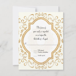 RSVP Quatrefoil Lijst Script Swirl Gold Glitter Kaartje