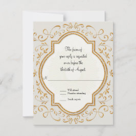 RSVP Quatrefoil Lijst Script Swirl Gold Glitter Kaartje