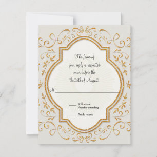 RSVP Quatrefoil Lijst Script Swirl Gold Glitter Kaartje