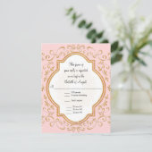 RSVP Quatrefoil Lijst Script Swirl Gold Glitter Kaartje (Staand voorkant)