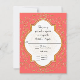 RSVP Quatrefoil Lijst Script Swirl Gold Glitter Kaartje