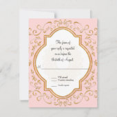 RSVP Quatrefoil Lijst Script Swirl Gold Glitter Kaartje (Voorkant)