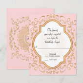 RSVP Quatrefoil Lijst Script Swirl Gold Glitter Kaartje (Voorkant / Achterkant)