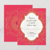 RSVP Quatrefoil Lijst Script Swirl Gold Glitter Kaartje (Voorkant / Achterkant)
