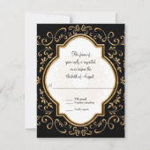 RSVP Quatrefoil Lijst Script Swirl Gold Glitter Kaartje (Voorkant)