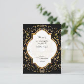 RSVP Quatrefoil Lijst Script Swirl Gold Glitter Kaartje (Staand voorkant)