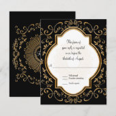 RSVP Quatrefoil Lijst Script Swirl Gold Glitter Kaartje (Voorkant / Achterkant)
