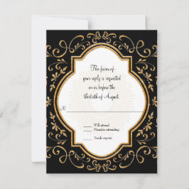 RSVP Quatrefoil Lijst Script Swirl Gold Glitter Kaartje
