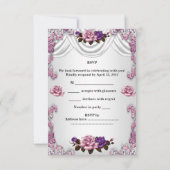 RSVP Quinceanera 15 15e witte roze rozen Tiara Kaart (Achterkant)