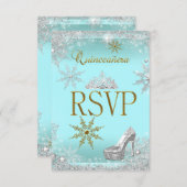 RSVP Quinceanera 15 Silver Blauwgroen Gold Elite (Voorkant / Achterkant)