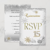 RSVP Quinceanera 15 Zilver Wit Goud Elite (Voorkant / Achterkant)