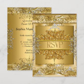 RSVP Quinceañera 15e verjaardag Goud (Voorkant / Achterkant)