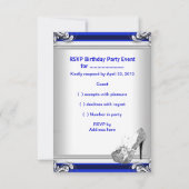 RSVP Quinceanera 15e verjaardag Royal Blue Dress Kaart (Achterkant)