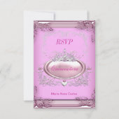 RSVP Quinceañera 15e Verjaardag Roze Wit Zilver (Voorkant)