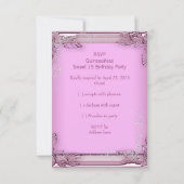 RSVP Quinceañera 15e Verjaardag Roze Wit Zilver (Achterkant)