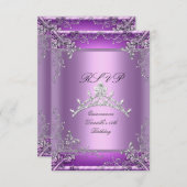 RSVP Quinceanera 15e verjaardagsfeest Paarse (Voorkant / Achterkant)