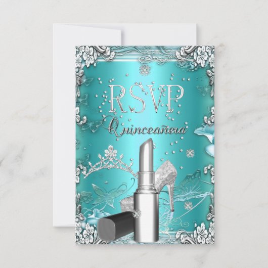 RSVP Quinceanera Party Blauwgroen Tiara Lipstick S (Voorkant)