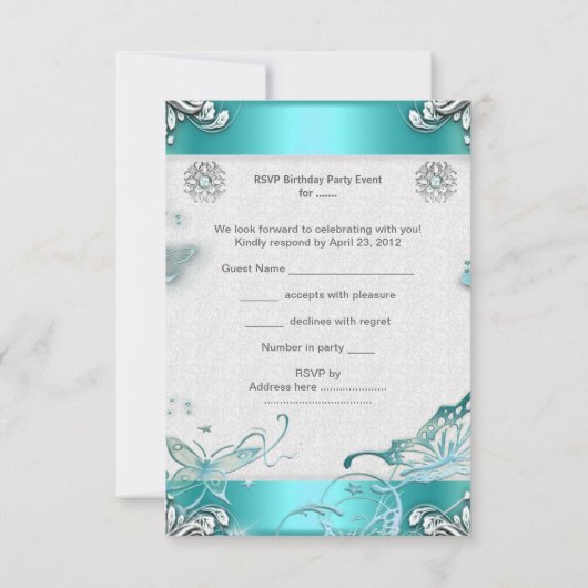 RSVP Quinceanera Party Blauwgroen Tiara Lipstick S (Achterkant)