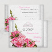 RSVP Quinceanera  Roze Rozen Wit 15e (Voorkant / Achterkant)