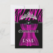 RSVP Quinceanera Roze Zebra Zwart Tiara Corset (Voorkant)