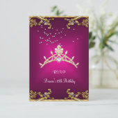 RSVP Quinceanera Verjaardag Roze Tiara Gold Diamon (Staand voorkant)