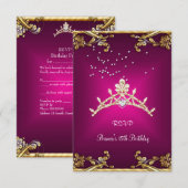 RSVP Quinceanera Verjaardag Roze Tiara Gold Diamon (Voorkant / Achterkant)