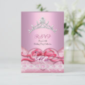 RSVP Quinceanera Witte Roze Zwanen Tiara Hart (Staand voorkant)