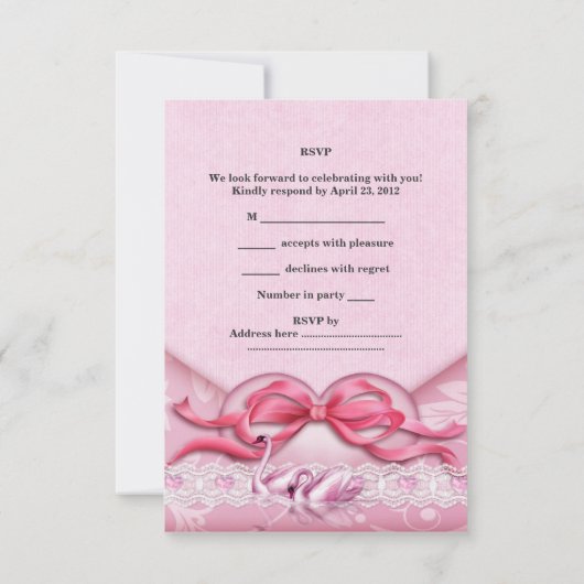 RSVP Quinceanera Witte Roze Zwanen Tiara Hart (Achterkant)
