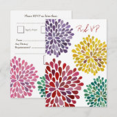 RSVP Rainbow Flower Blossom Weduwkaart (Voorkant / Achterkant)