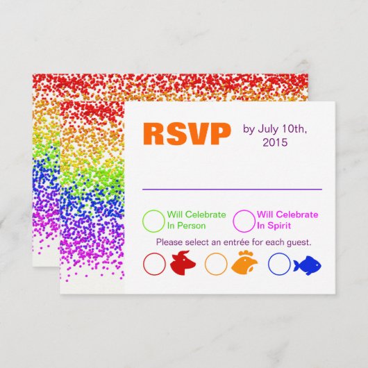 RSVP Rainbow Wedding Fun en Modern Kaart (Voorkant / Achterkant)