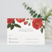 RSVP REACTIE chique rode rozen bloemenbloem Kaartje (Staand voorkant)