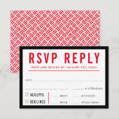 RSVP REACTIE Eenvoudig modern rooster zwart rood (Voorkant / Achterkant)