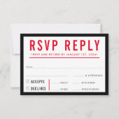RSVP REACTIE Eenvoudig modern rooster zwart rood Kaartje (Voorkant)