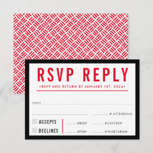 RSVP REACTIE Eenvoudig modern rooster zwart rood Kaartje