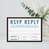 RSVP REACTIE Eenvoudig modern zwart koninklijk bla (Staand voorkant)