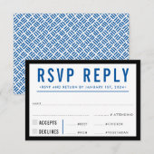 RSVP REACTIE Eenvoudig modern zwart koninklijk bla Kaartje (Voorkant / Achterkant)